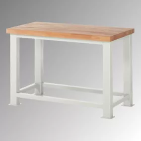   Nagy teherbírású munkapad, 50 mm-es bükkfa asztallap, széxméxma 1250x700x850 mm, ral 7035, teherbírás 2500 kg