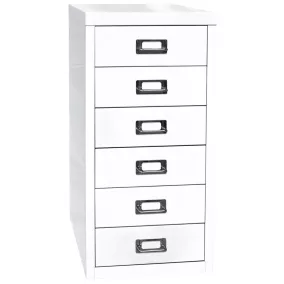   Irodai fiókos szekrény, széxméxma 279x380x590 mm, 6 fiók 87 mm, din a4, fehér