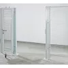 Harmonikakapu válaszfal védőrácsokhoz, egyoldalas, 2 szárnyú, sz x m 2000x2200 mm, lapos rács 40/40 mm, ral 7037 porszürke