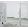 Harmonikakapu válaszfal védőrácsokhoz, egyoldalas, 2 szárnyú, sz x m 2000x2200 mm, lapos rács 40/40 mm, ral 7037 porszürke