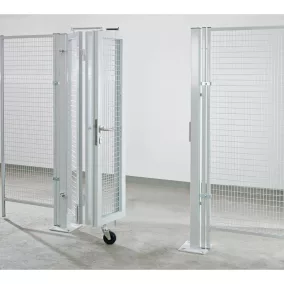   Összecsukható kapu gépvédőkhöz, egyoldalas, 2 szárnyú, szélesség x magasság 2000x2000 mm, lapos háló 50/25 mm, fekete oszlop/sárga kapu