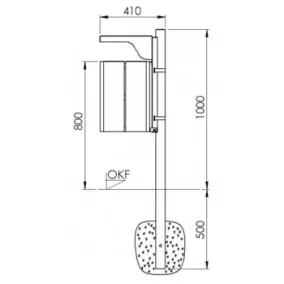   Szögletes szemetes fedéllel, kb. 50 literes, tűzihorganyzott, hamutartó nélkül