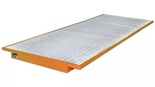 Függesztőtálca 3600 mm-es gerendahosszhoz, horganyzott ráccsal, széxméxma 3550x1250/915x115 mm, űrtartalom 264 l, ral 2000