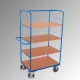 Polcos kocsi összecsukható polcokkal, 4 rakodófelülettel hxsz 975x700 mm, külső méretek hxszxm 1200x700x1890 mm, teherbírás 500 kg