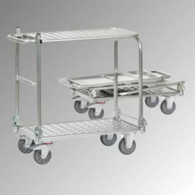   Alumínium összecsukható kocsi, 2 rakodófelülettel hxsz 720x450 mm, külső méretek hxszxm 900x470x900 mm, teherbírás 200 kg