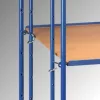 Kínáló- és komissiózó kocsik, 3 fa polccal, rakodófelület hxsz 1250x610 mm, külső méretek 1430x620x1560 mm, teherbírás 500 kg, ral 5007 ragyogó kék