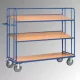 Kínáló- és komissiózó kocsik, 4 rácsos polccal, rakodófelület hxsz 1250x610 mm, külső méretek 1430x620x1800 mm, teherbírás 500 kg, ral 5007 ragyogó kék