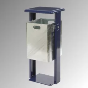   Szögletes szemetes fedéllel, kb. 40 literes, tűzihorganyzott, csavarozható alaplappal