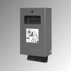   Kutyaürülék-zsák adagoló beépített hulladékgyűjtővel, szé x mé x ma 265x148x430 mm, horganyzott és hasonló festésű. db703, zárható