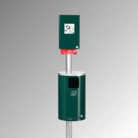   Kutya wc, zacskós adagoló, hulladékgyűjtővel és nyomócsővel, szé x mé x ma 350x480x2000 mm, horganyzott és ral 6005 színűre festve, zárható