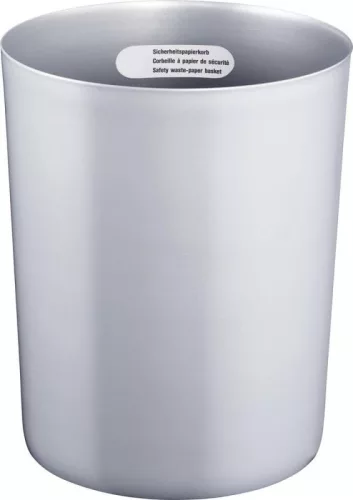 Biztonsági szelektív hulladékgyűjtő, lángálló műanyag, űrtartalom 20 l, átmérő x magasság 280 x 340 mm, világosszürke, 5 darabos csomag