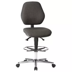   Mobil magasszék, fekete szövetkárpittal, ülésfék nélküli görgőkkel, gázrugós ülésállítás 620-880 mm