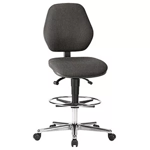 Mobil magasszék, fekete műbőr, ülésfék nélküli görgők, gázrugós ülésállítás 620-880 mm