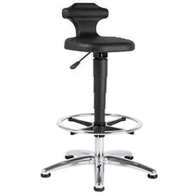   Esd munkaszék csúszkával és lábgyűrűvel, fekete pu habból készült ülés, ülésmagasság 510-780 mm, lábtartó magassága állítható