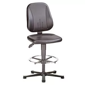 Esd munkaszék, fekete szövetkárpittal, gázrugós ülésállítás 580-850 mm, műanyag csúszkák és lábtartó