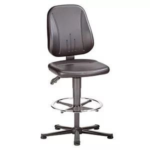 Esd munkaszék, fekete szövetkárpittal, gázrugós ülésállítás 580-850 mm, műanyag csúszkák és lábtartó