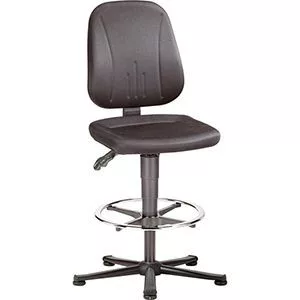 Esd munkaszék, fekete szövetkárpittal, gázrugós ülésállítás 580-850 mm, műanyag csúszkák és lábtartó