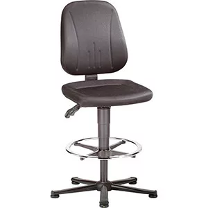 Esd munkaszék, fekete szövetkárpittal, gázrugós ülésállítás 580-850 mm, műanyag csúszkák és lábtartó