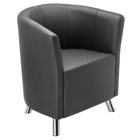   Club plus fotel, széxméxma 700x600x760 mm, ülőfelület széxmé 480x480 mm, fekete műbőr, krómozott lábak