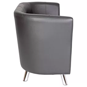   Kanapé klub plusz, 2 személyes, szé x mé x ma 1270x600x760 mm, ülőfelület szé x mé 1060x480 mm, fekete műbőr, krómozott lábak