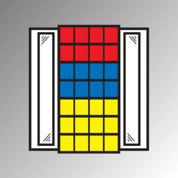 Kétajtós szekrény betekintőablakkal, 5 polccal, felszerelt, széxméxma 950x420x1950 mm, dobozok: 4x méret. 3z piros, 8xgr. 3z kék, ral 6011/6011