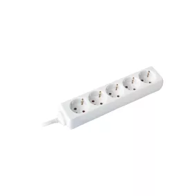   Commel elosztó, hosszabbító 5-ös, érintésvédelemmel, fehér, 1,4m, 16A, 3500W