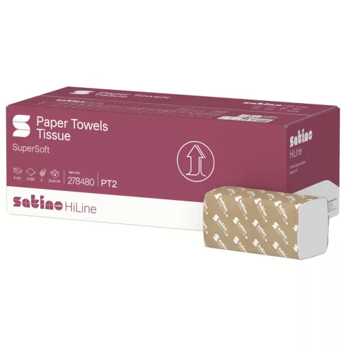 Satino Wepa Prestige Z hajtogatott kéztörlő 2 rétegű, fehér, 20,6x24cm, 25x150 lap/karton