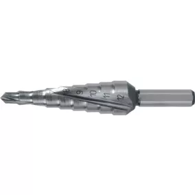   Lépcsős fúró, furatátmérő 4-12 mm, HSS spirálhornyos, 2 fokozat, 9 RUKO