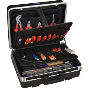   46 részes szerszámkészlet kemény héjú alumínium keretes tokban villanyszerelőknek