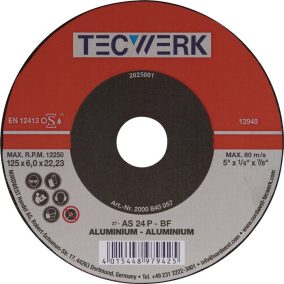   Csiszolótárcsa D125xS6mm ívelt alumínium furat 22,23mm PROMAT/TECWERK