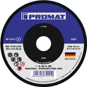   Vágótárcsa D125x1mm ferde kerámia szemcsés furat 22,23mm PROMAT/TECWERK