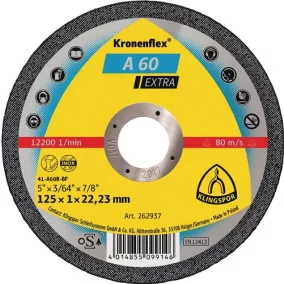   Vágótárcsa A 60 Extra D115x1mm fogazott INOX furat 22,23mm KLINGSPOR