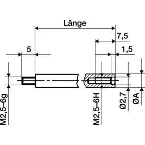   Hosszabbító darab L.10mm mérőcsavar-D.4mm mérőórákhoz KÄFER