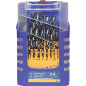   Fa csavarfúró készlet 012K 25 db D.1-13mm 0.5mm osztású CV acél FISCH-TOOLS