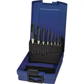   Gépi menetfúró készlet DIN 371/376 B Univ.M3-M12 HSS-Co vap.Ku.-Kass.PROMAT/TECWERK