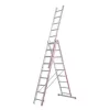 Többcélú létra, 3 részes, 2x7 fok + 7 fok, hossza ferdelétraként 4910 mm, hossza behúzott állapotban 2110 mm, súly 16,6 kg