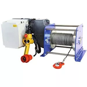 Elektromos csörlő 50 m-es emelőkötéllel, végálláskapcsolóval, tetővel, teherbírás 250 kg, motorteljesítmény 0,37 kw, 400 v