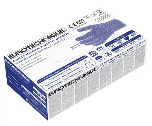 EURO-ONE 5920 Kék nitril púdermentes AQL1.5 (100 db) T7