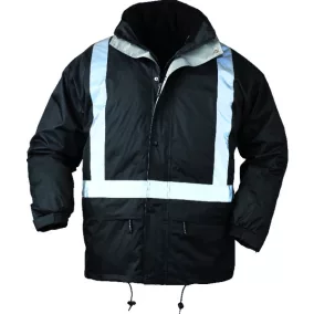   BODYGUARD FEKETE 4/1 TÉLIKABÁT, FÉNYVISSZAVERŐ CSÍKKAL_L