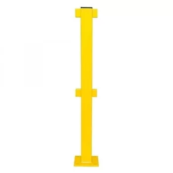 Ütközésvédő korlát, tartóoszlop kezdő- és végpontnak, 70x70 mm, magasság 1000 mm, sárga műanyag bevonattal