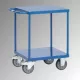 Asztalkocsi acéllemez rakodófelületekkel, 2 rakodófelület hxsz 600x600 mm, külső méretek hxszxm 737x609x860 mm, teherbírás 500 kg, ral 5007 ragyogó kék