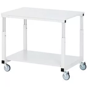   Asztalkocsi talppal, 4 forgókerékkel, széxméxma 500x700x650-1000 mm, egb melamin fehér (esd) asztallap, teherbírás 150 kg, ral 7035