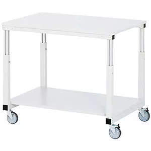 Asztalkocsi talppal, 4 forgókerékkel, széxméxma 500x700x650-1000 mm, egb melamin fehér (esd) asztallap, teherbírás 150 kg, ral 7035