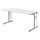 Íróasztal, széxméxma 1600x800x680-820 mm, c-lábú alumínium váz, ezüst színű, fehér asztallap, tartozék. kábelcsatorna