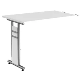   Kiegészítő íróasztal, széxméxma 1000x600x680-820 mm, c-lábú alumínium váz, ezüst színű, fehér asztallap, tartozék. kábelcsatorna