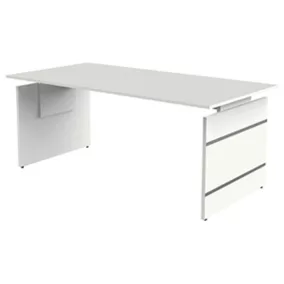   Íróasztal, széxméxma 1800x800x680-760 mm, fehér váz, fehér asztallap, kábelcsatornával együtt