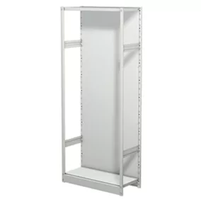   Csavarmentes polc hátfallal, polcok nélkül, alsó rész, széxméxma 750x300x1900 mm, világosszürke