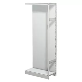   Csavarmentes polc hátfallal, polcok nélkül, kiegészítő elem, széxméxma 750x300x1900 mm, világosszürke