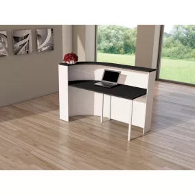   Designer pult, széxméxma 1800x800x1100 mm, ívelt, fehér, rozsdamentes acél díszítéssel