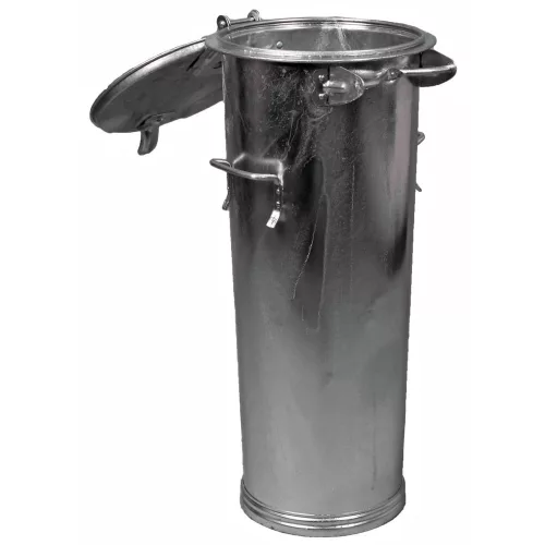 Rendszer hulladékgyűjtő rögzítőkonzol nélkül, zsanéros fedél, űrtartalom 65 l, átmérő x magasság 387 x 915 mm, tűzihorganyzott
